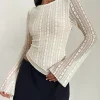 Motel Rocks Printed Tops | Long Sleeve Tops-Malakai Long Sleeve Top in Lace Ivory LaceIvory
