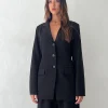 Motel Rocks Basics-Malana Slim Fit Blazer in Tailoring Black