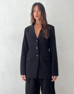 Motel Rocks Basics-Malana Slim Fit Blazer in Tailoring Black