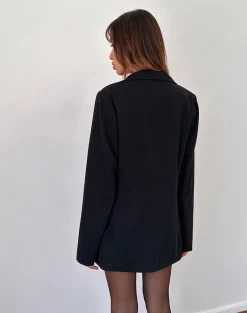 Motel Rocks Basics-Malana Slim Fit Blazer in Tailoring Black