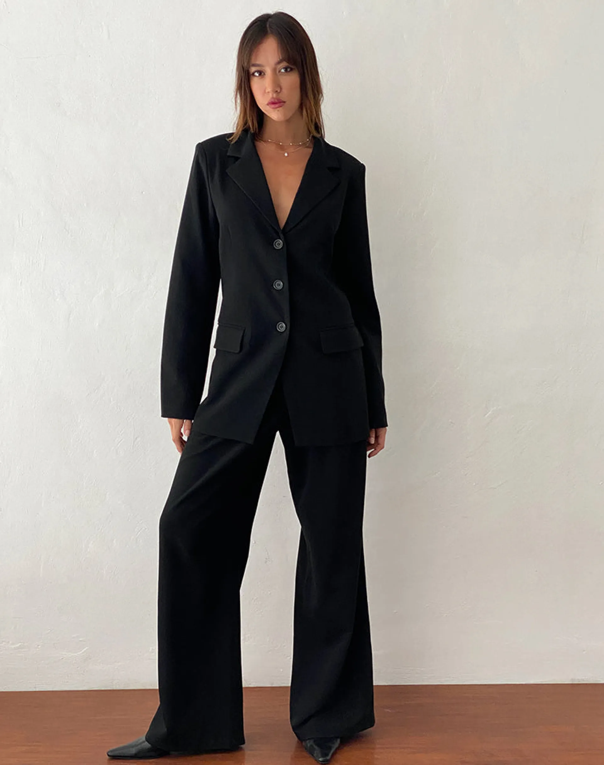 Motel Rocks Basics-Malana Slim Fit Blazer in Tailoring Black