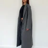 Motel Rocks Jackets | Coats-Malati Longline Coat in Charcoal