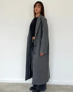 Motel Rocks Jackets | Coats-Malati Longline Coat in Charcoal