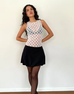 Motel Rocks Vest Tops-Maloe Lace Patterned Tank Top in White