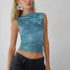 Motel Rocks Vest Tops | Printed Tops-Maloe Mesh Top in Floral Lumen FloralLumen