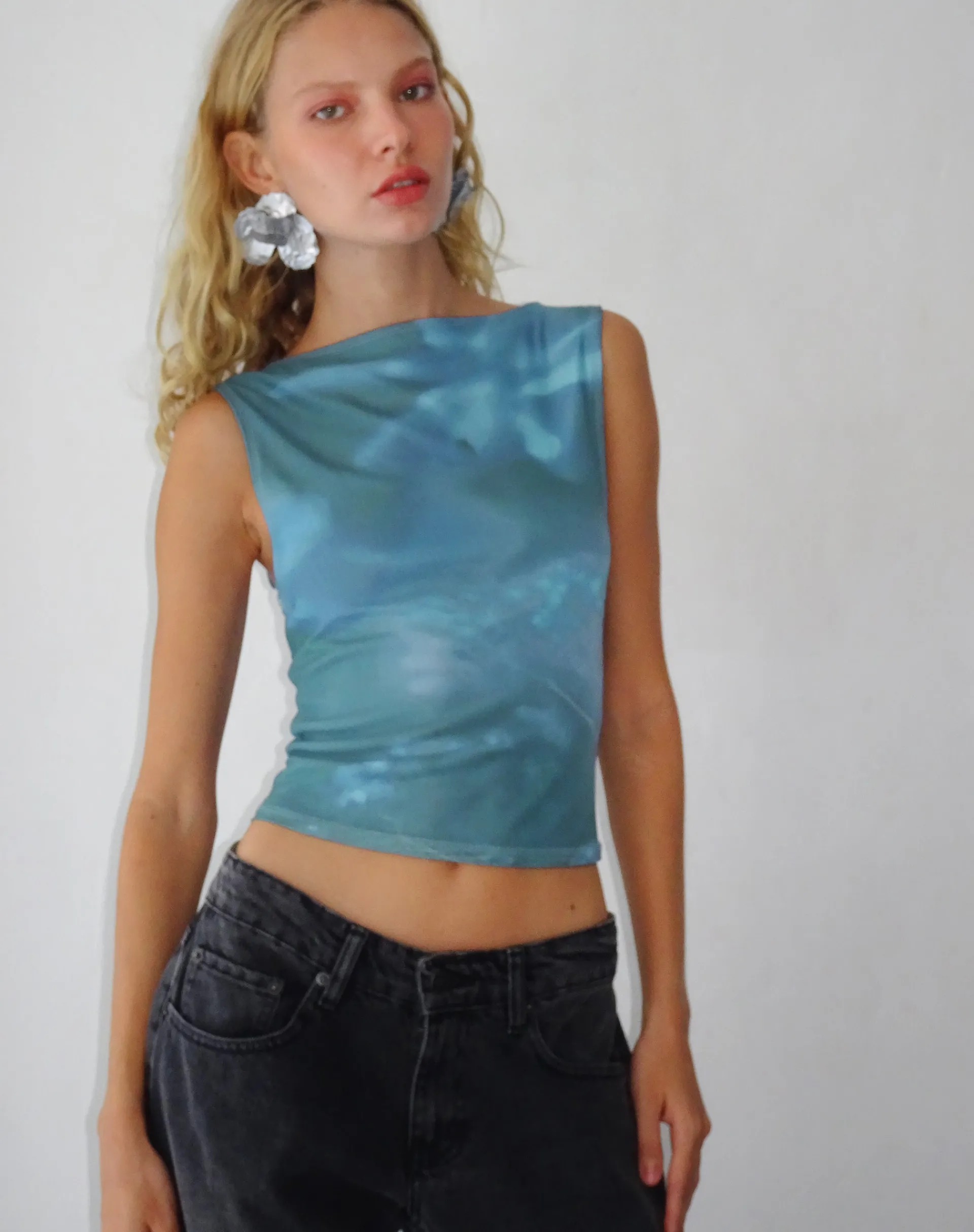 Motel Rocks Vest Tops | Printed Tops-Maloe Mesh Top in Floral Lumen FloralLumen