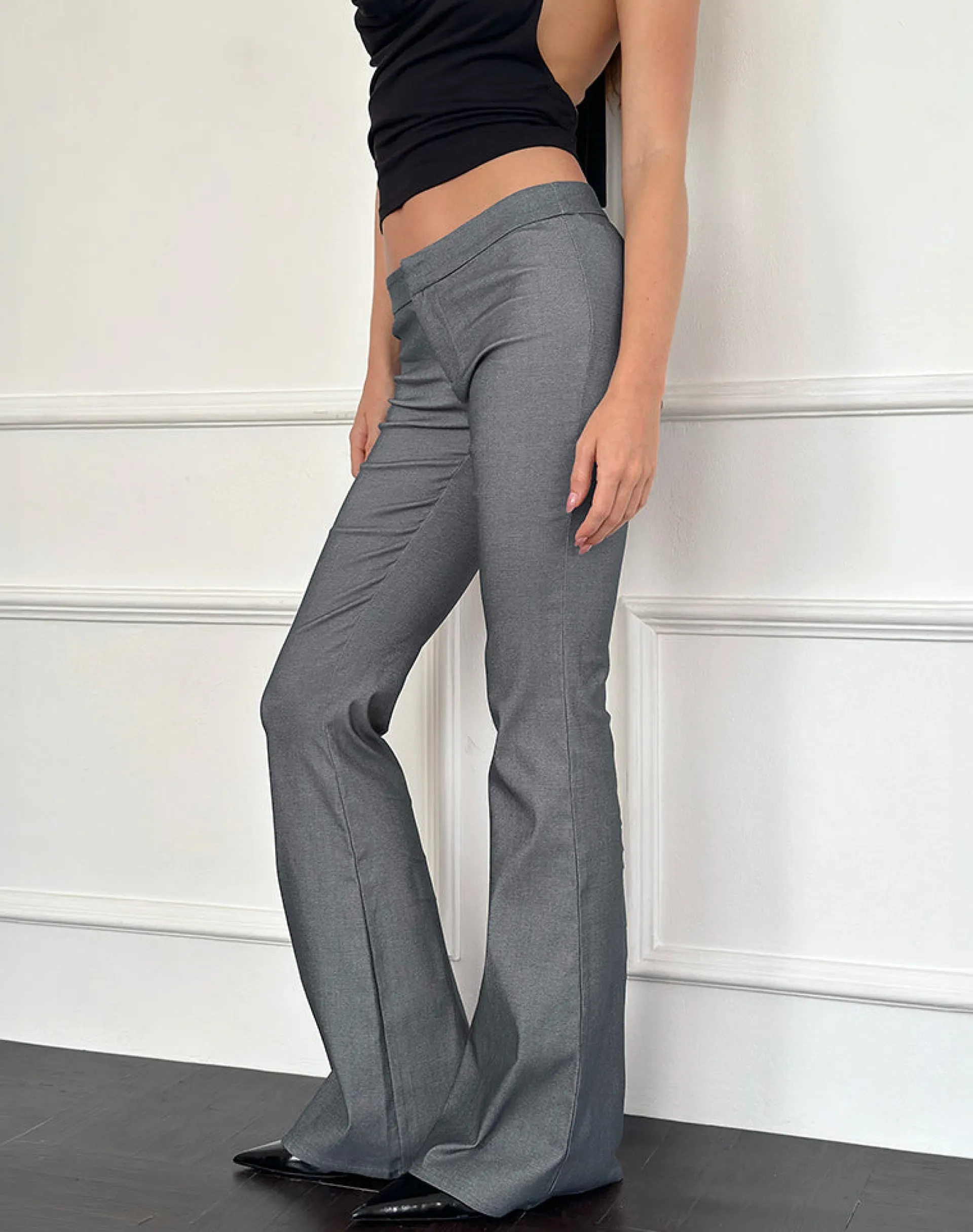 Motel Rocks Tailoring-Malvinas Flared Trouser in Grey Tailoring