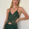 Motel Rocks Co-Ords | Printed Tops-Manora Cami Top in Sage Canina Rose Lace