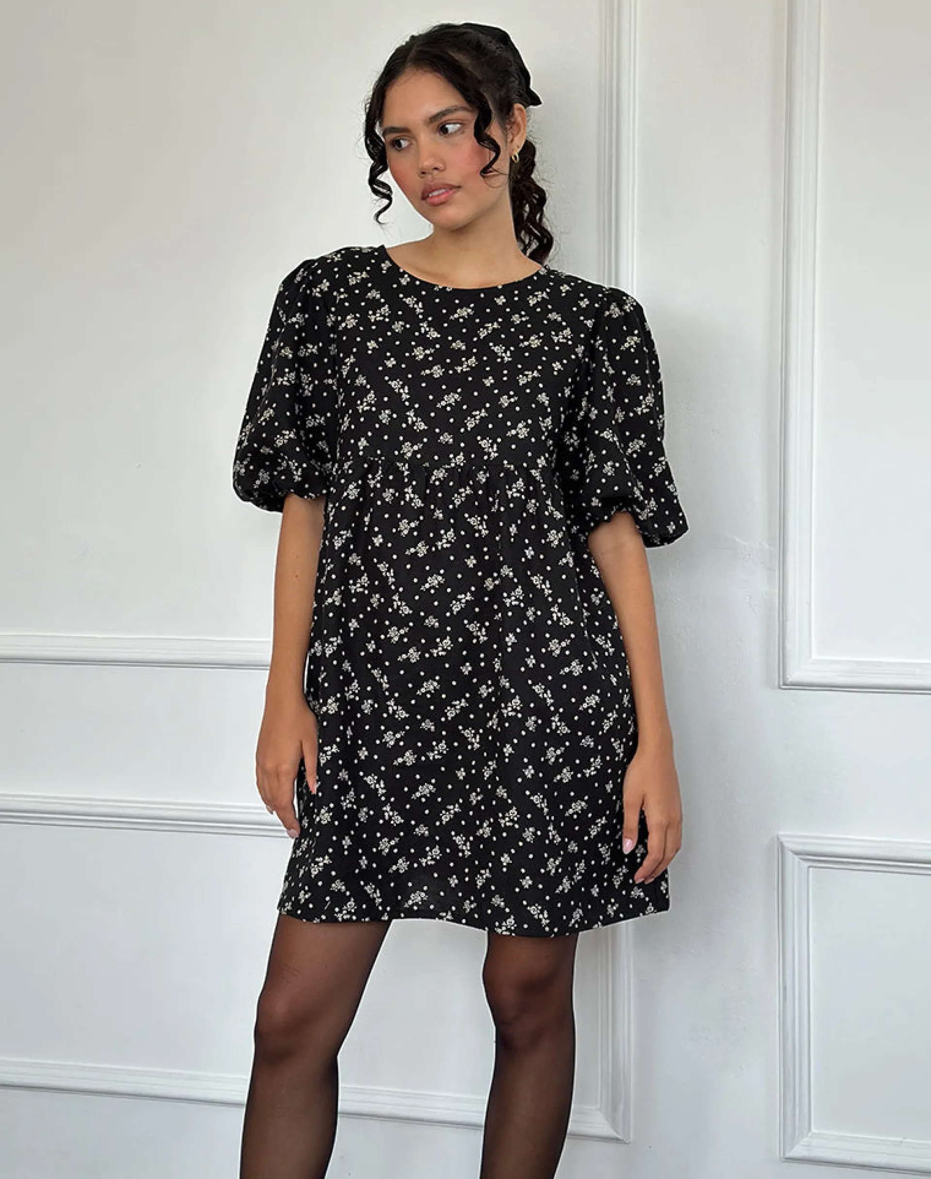 Motel Rocks Day Dresses | Mini Dresses-Marate Mini Dress in Floral Land Black FloralLandBlack
