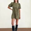 Motel Rocks Printed Dresses | Mini Dresses-Marate Puff Sleeve Mini Dress in Grunge Floral Khaki GrungeFloralKhaki