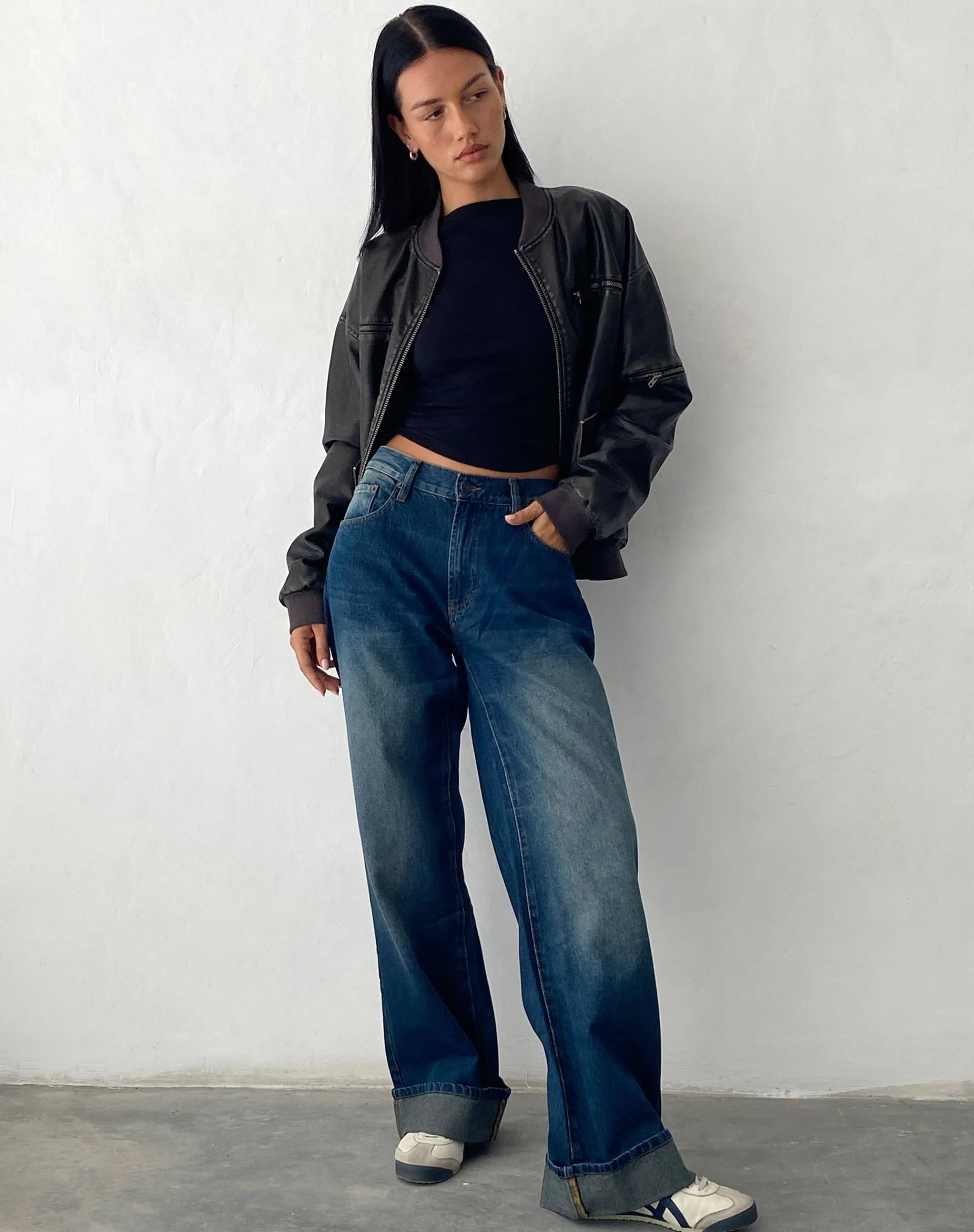 Motel Rocks Basics | Jackets-Marco Distressed Bomber Jacket in PU Black