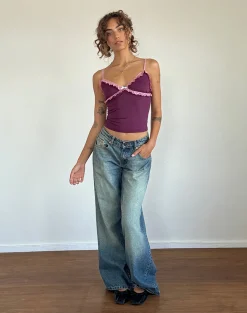 Motel Rocks Strappy Tops-Marjorie Strappy Top in Smooth Slinky Berry