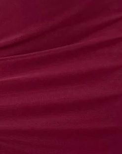Motel Rocks Basics | Day Dresses-Marlo Asymmetric Midi Dress in Burgundy