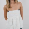 Motel Rocks Strappy Tops | Lace Tops-Marreta Cami Top in Dahlia Lace Ivory