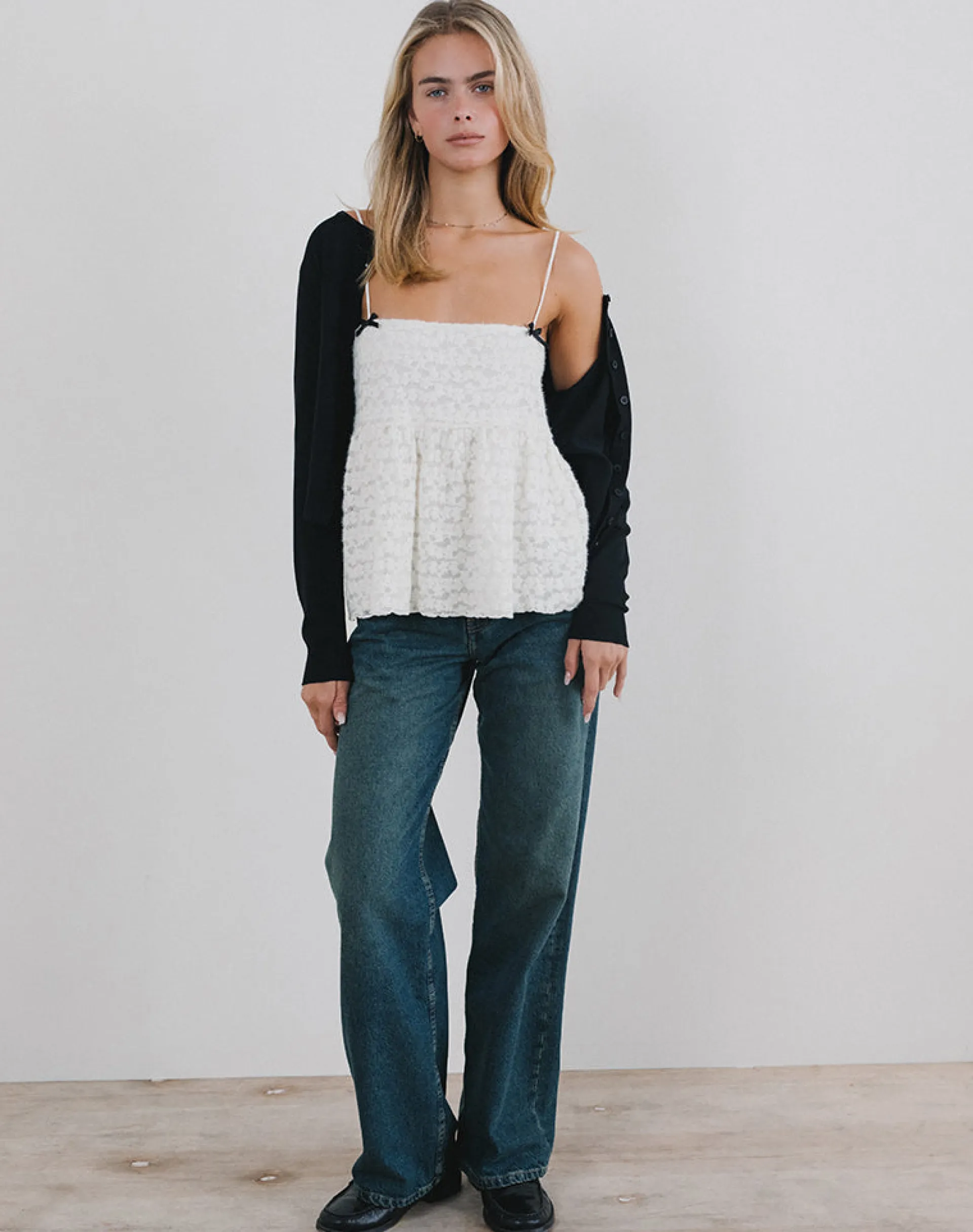 Motel Rocks Strappy Tops | Lace Tops-Marreta Cami Top in Dahlia Lace Ivory