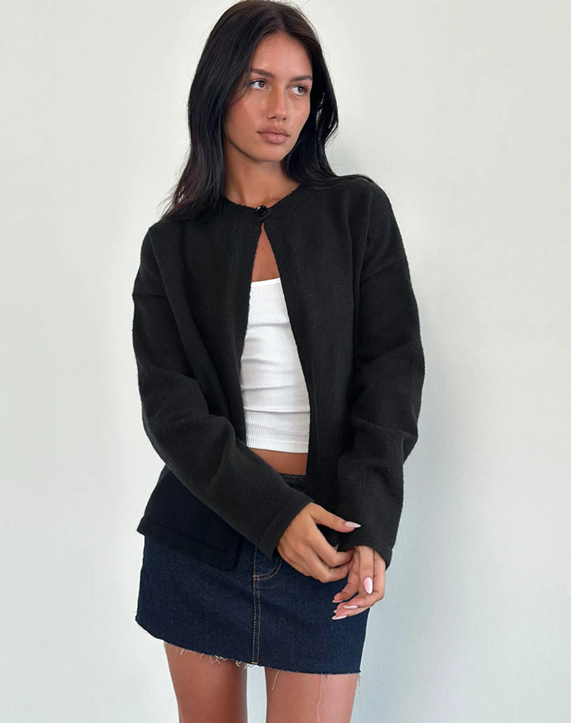 Motel Rocks Cardigans-Maureen Cardigan in Black