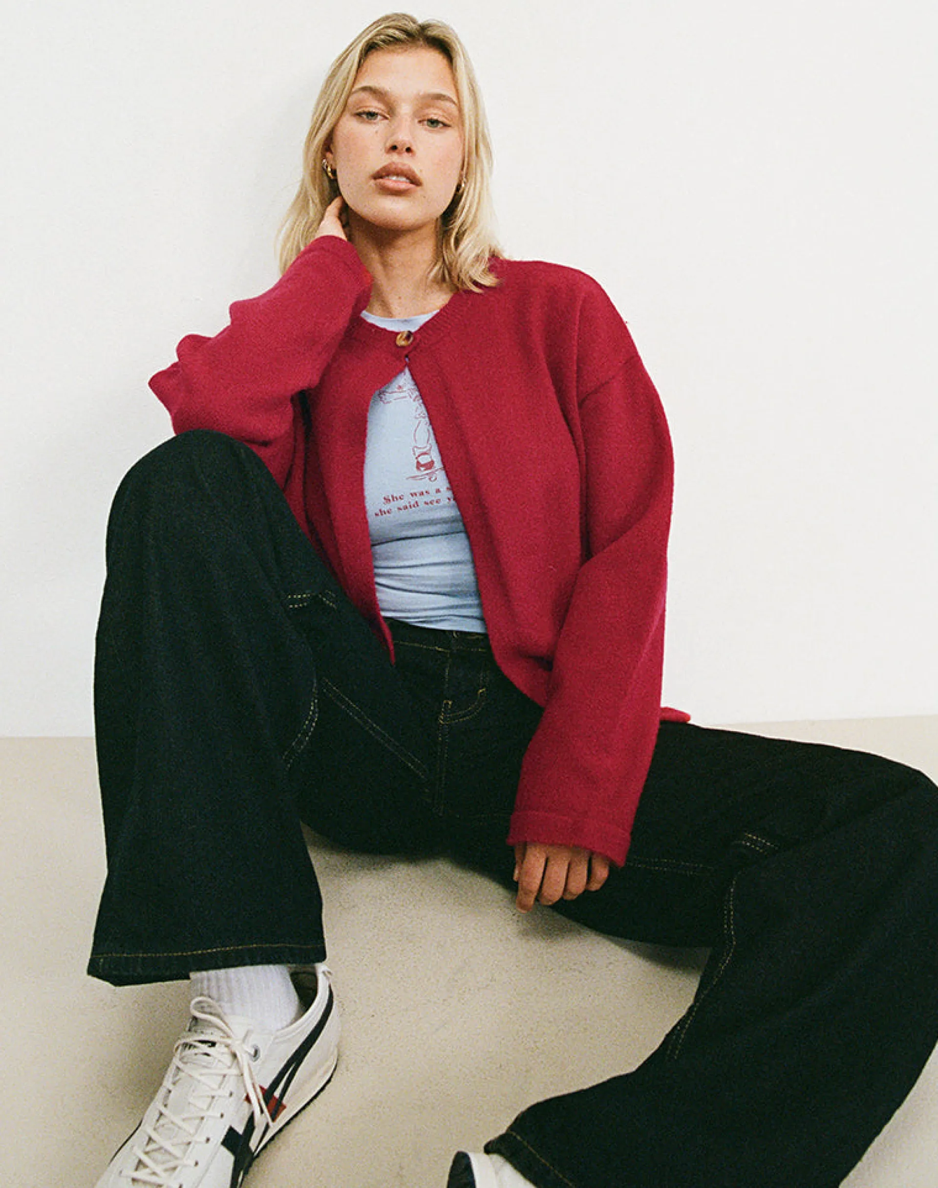 Motel Rocks Cardigans-Maureen Cardigan in Red