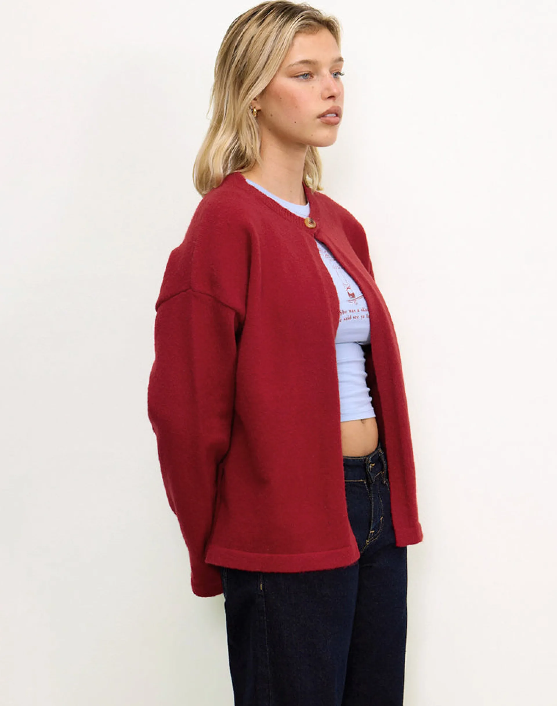 Motel Rocks Cardigans-Maureen Cardigan in Red