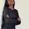 Motel Rocks Long Sleeve Tops-Maya Long Sleeve Top in Textured Black