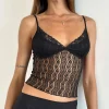 Motel Rocks Strappy Tops | Lace Tops-Megara Strappy Top in Lace Mesh Black LaceMeshBlack