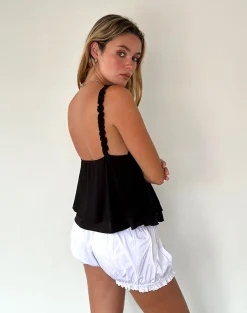 Motel Rocks Going Out Tops-Melinda Frill Edge Cami Top in Black