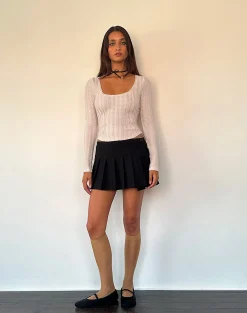 Motel Rocks Long Sleeve Tops | Going Out Tops-Melissa Textured Long Sleeve Top in Light Peach