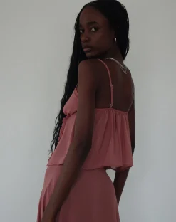Motel Rocks Strappy Tops-Melly Chiffon Cami Top in Dessert Sand