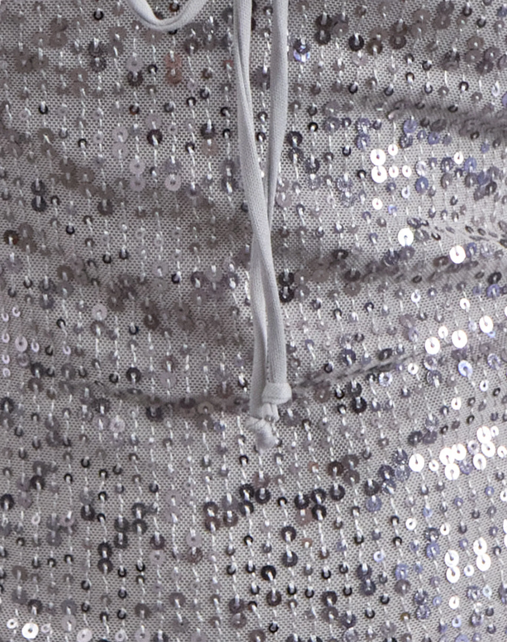 Motel Rocks Sequin Tops | Long Sleeve Tops-Meraga Tie Front Top in Silver Sequin