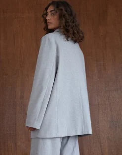 Motel Rocks Basics | Jackets-Messeir Faux Wool Blazer in Grey