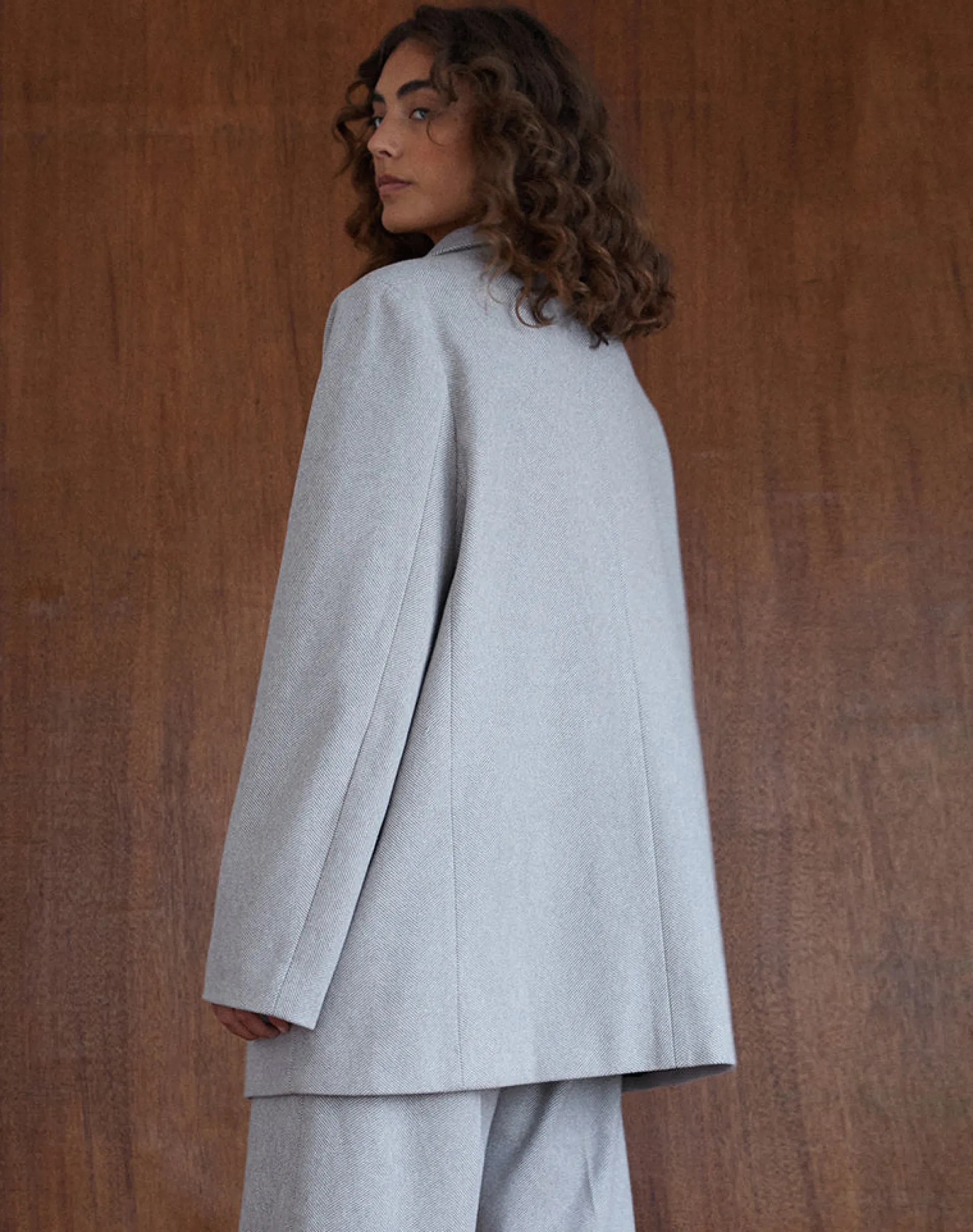 Motel Rocks Basics | Jackets-Messeir Faux Wool Blazer in Grey