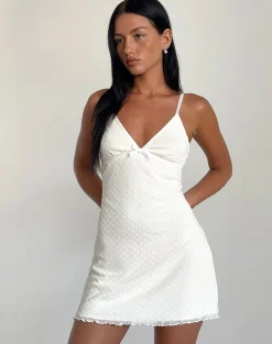 Motel Rocks Day Dresses | Party Dresses-Mevila Cami Mini Dress in Ivory Polka Flock