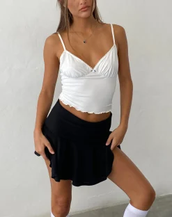 Motel Rocks Vest Tops | Strappy Tops-Mia Ballet Cami Top in Ivory
