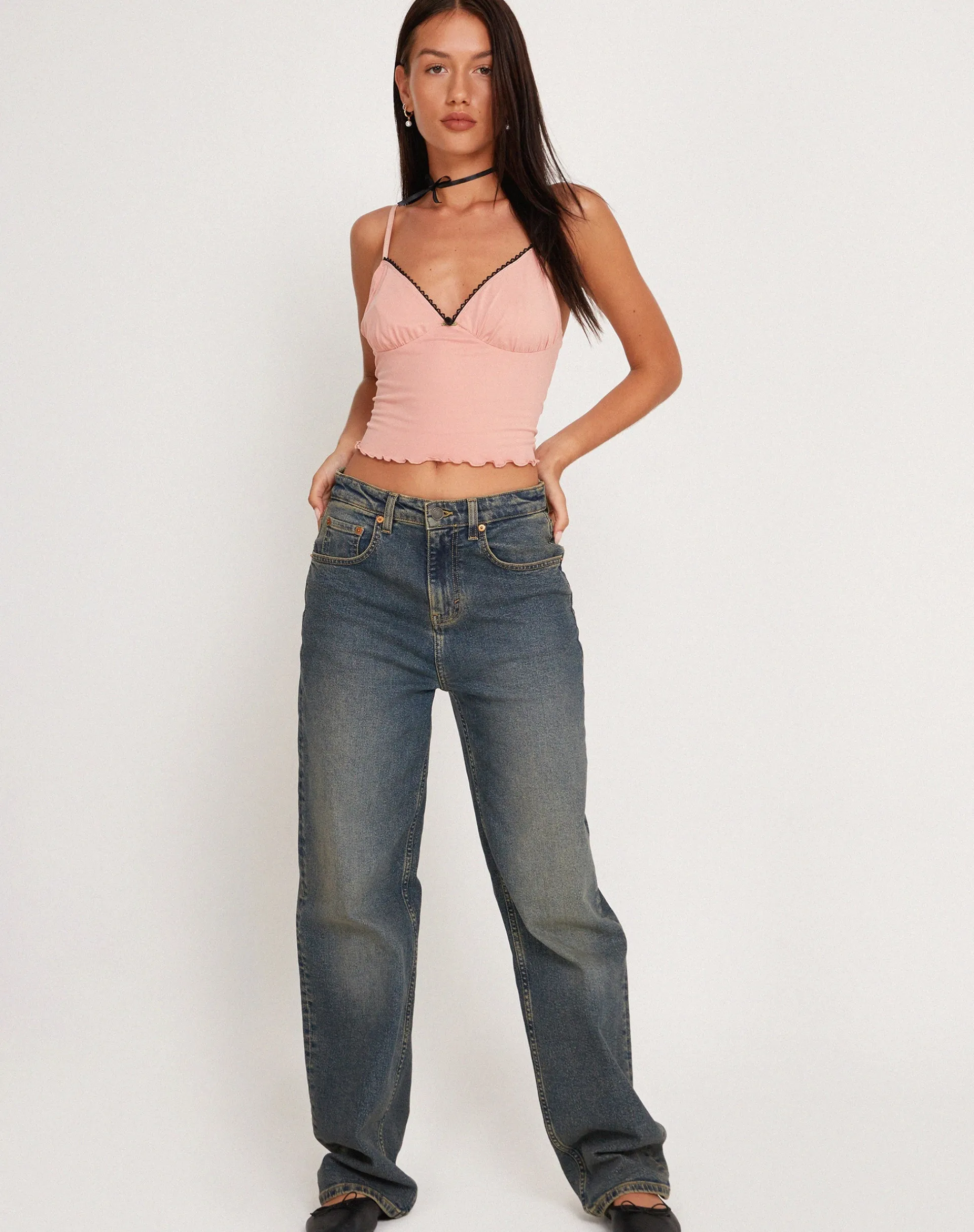 Motel Rocks Vest Tops | Strappy Tops-Mia Ballet Jersey Cami Vest Top in Pink PinkMia