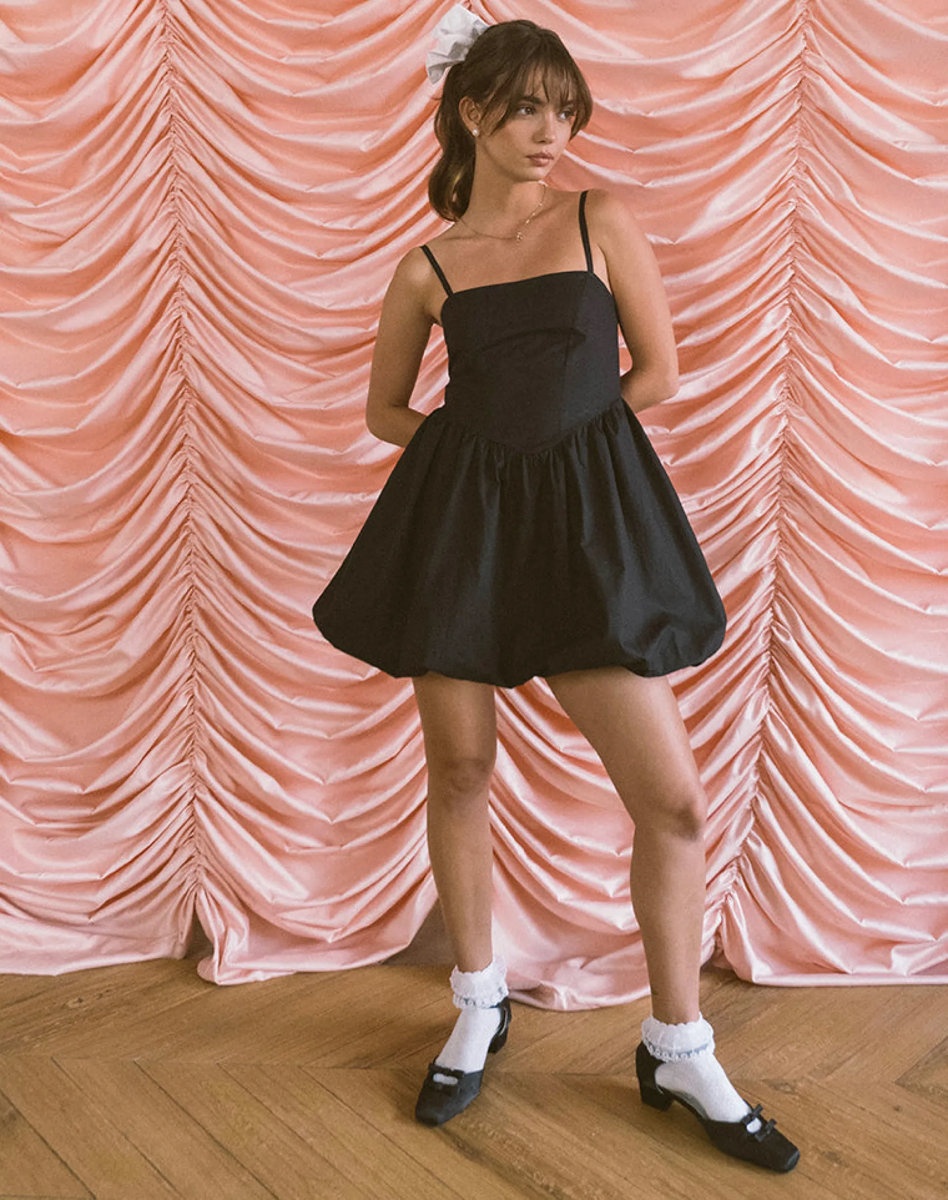 Motel Rocks Party Dresses | Little Black Dresses-Micala Puffball Mini Dress in Black