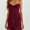 Motel Rocks Printed Dresses-Micaya Mini Dress in Botanical Flower Maroon botanicalflowermaroon