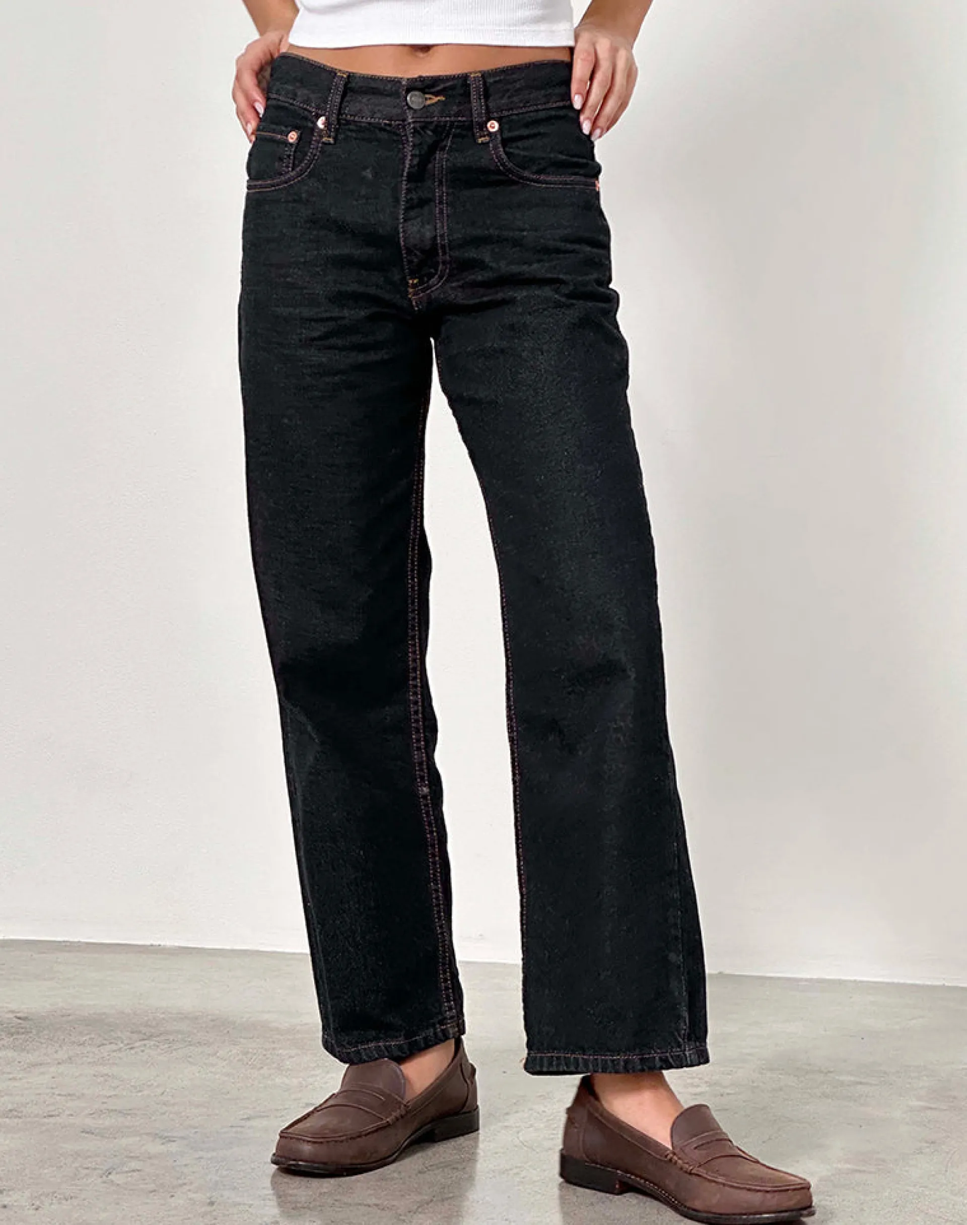 Motel Rocks Low Rise Pants | Jeans-Mid Rise Awkward Parallel Jeans in Indigo
