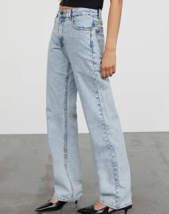 Motel Rocks Low Rise Pants | Jeans-Mid Rise Slim Parallel Jeans in 80's Light Wash 80'sLightWash