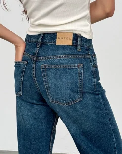 Motel Rocks Low Rise Pants | Jeans-Mid Rise Slim Parallel Jeans in Mid Blue Used MidBlueUsed