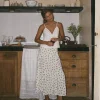 Motel Rocks Co-Ords | Printed Skirts-Midaxi Skirt in Funshine Floral Off White