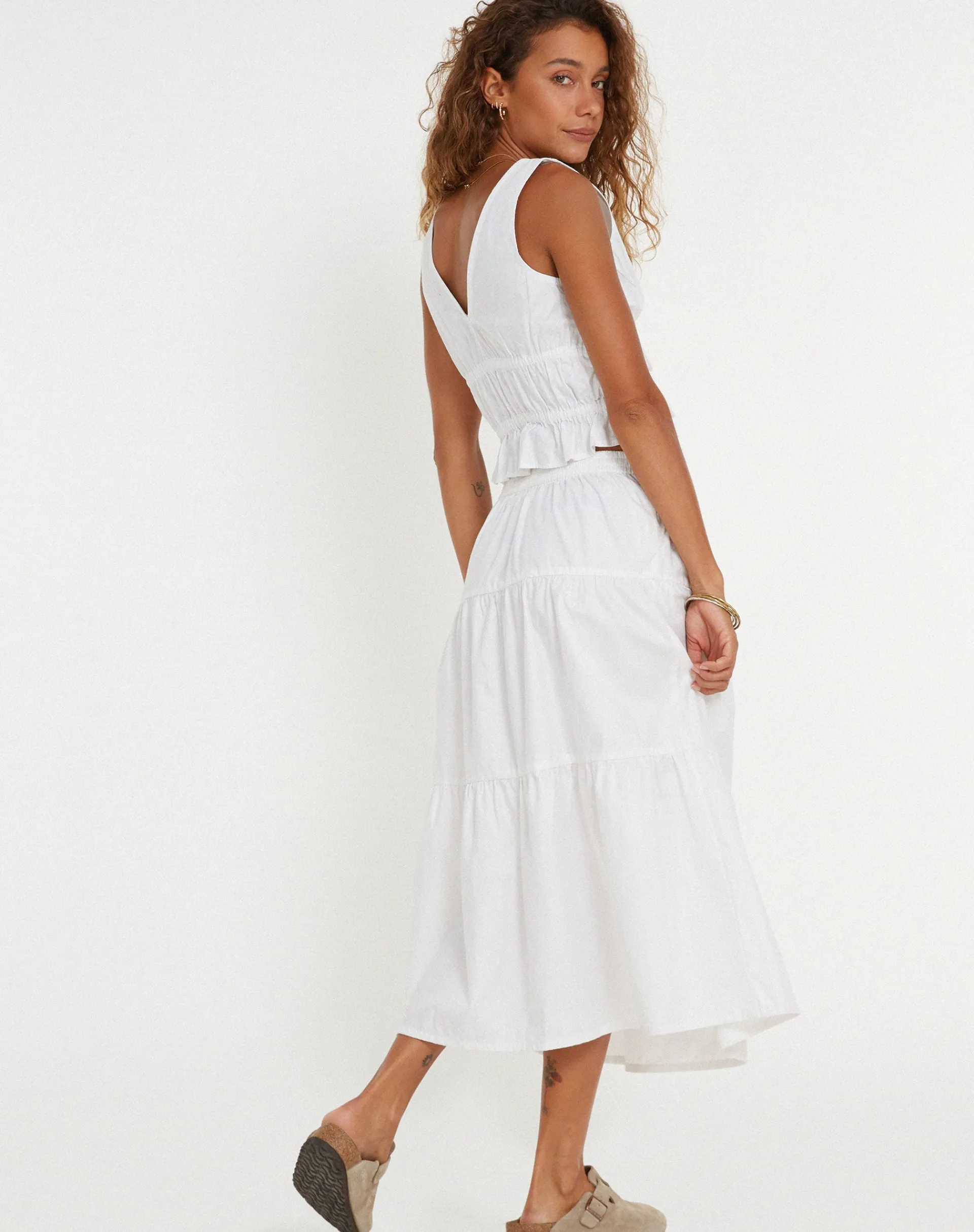 Motel Rocks Maxi Skirts | Midi Skirts-Midaxi Skirt in White