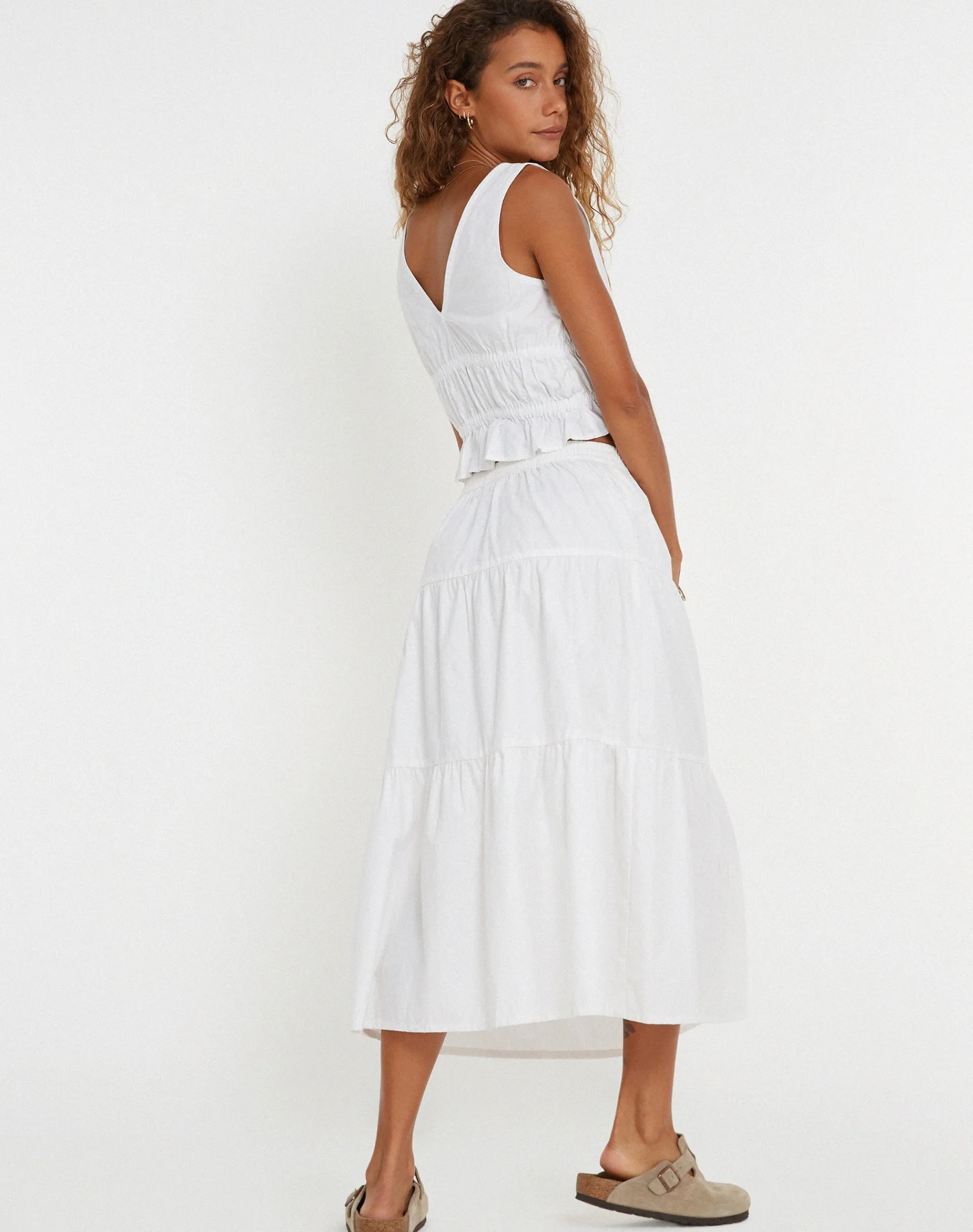 Motel Rocks Maxi Skirts | Midi Skirts-Midaxi Skirt in White