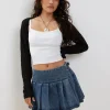 Motel Rocks Long Sleeve Tops-Mika Shrug Cardigan in Mesh Black