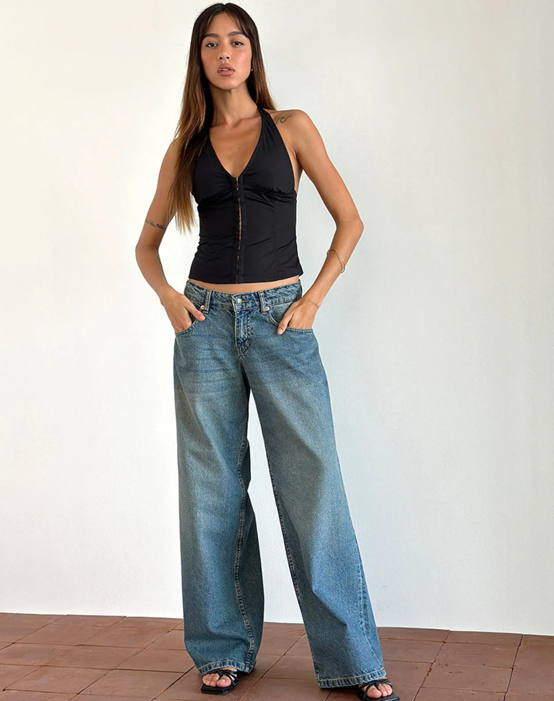 Motel Rocks Basic Tops | Vest Tops-Miken Halterneck Vest Top in Black