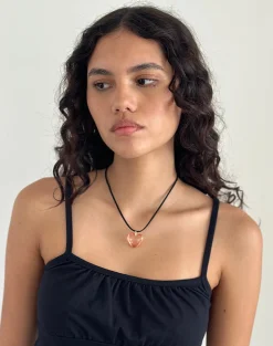 Motel Rocks Accessories-Mimi Pink Glass Heart Necklace