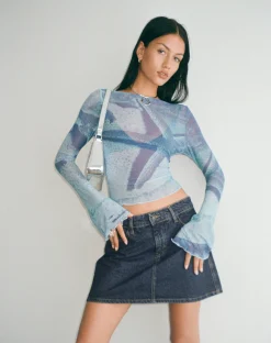Motel Rocks A Line Skirts | Denim Skirts-Mini A-Line Skirt in Denim Indigo DenimIndigo