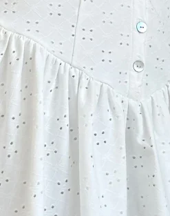 Motel Rocks Day Dresses | Mini Dresses-Misty Mini Tea Dress in Broderie White