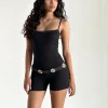 Motel Rocks Jumpsuits & Rompers | Basics-Mitski Unitard in Black with Lace Trim