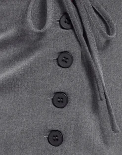 Motel Rocks Tailoring-Miyuki Tie Front Halterneck Top in Charcoal Grey