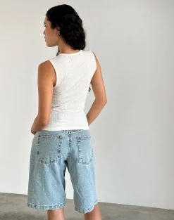 Motel Rocks Basic Tops-Mohala Top in Crinkle Ivory crinkleivory