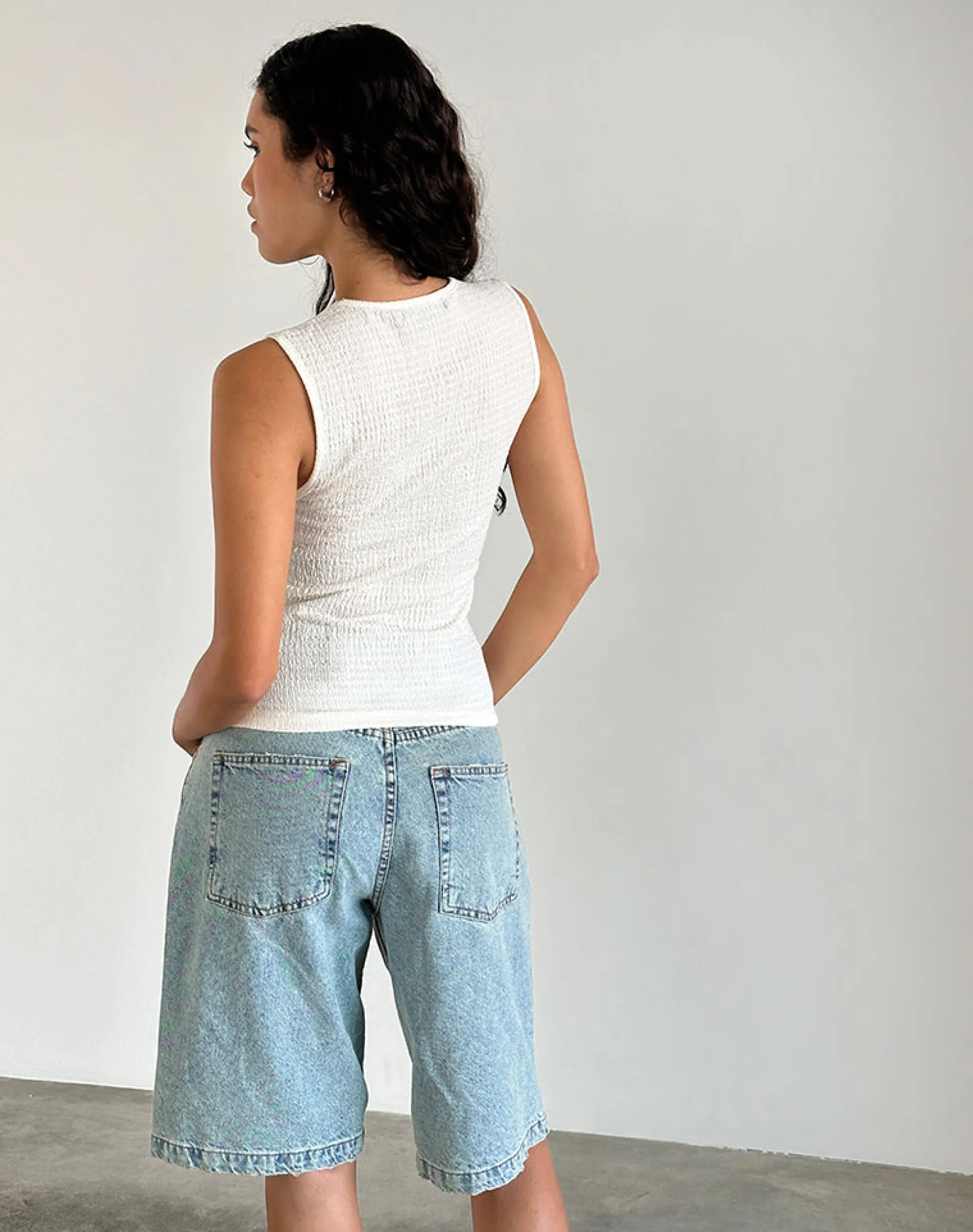 Motel Rocks Basic Tops-Mohala Top in Crinkle Ivory crinkleivory